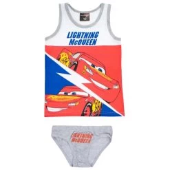 Disney Cars 2-tlg. Set: Unterwäsche - Unterhemd & Slip Lightning McQueen In Grau