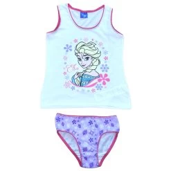 2-tlg. Set: Unterwäsche - Unterhemd & Slip Disney Frozen In Weiß-Pink