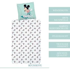 Kinder Bettwäsche-Set "Disney's Mickey Mouse, Pluto & Donald Duck" In Mint -Disney disney mickey mouse kinder bettwasche set disneys mickey mouse pluto and donald duck in mint 2