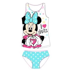 2-tlg. Set: Unterwäsche - Minnie Mouse - "I Love Dots" In Weiß-Hellblau
