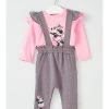 2tlg. Outfit "Minnie" In Rosa/ Grau