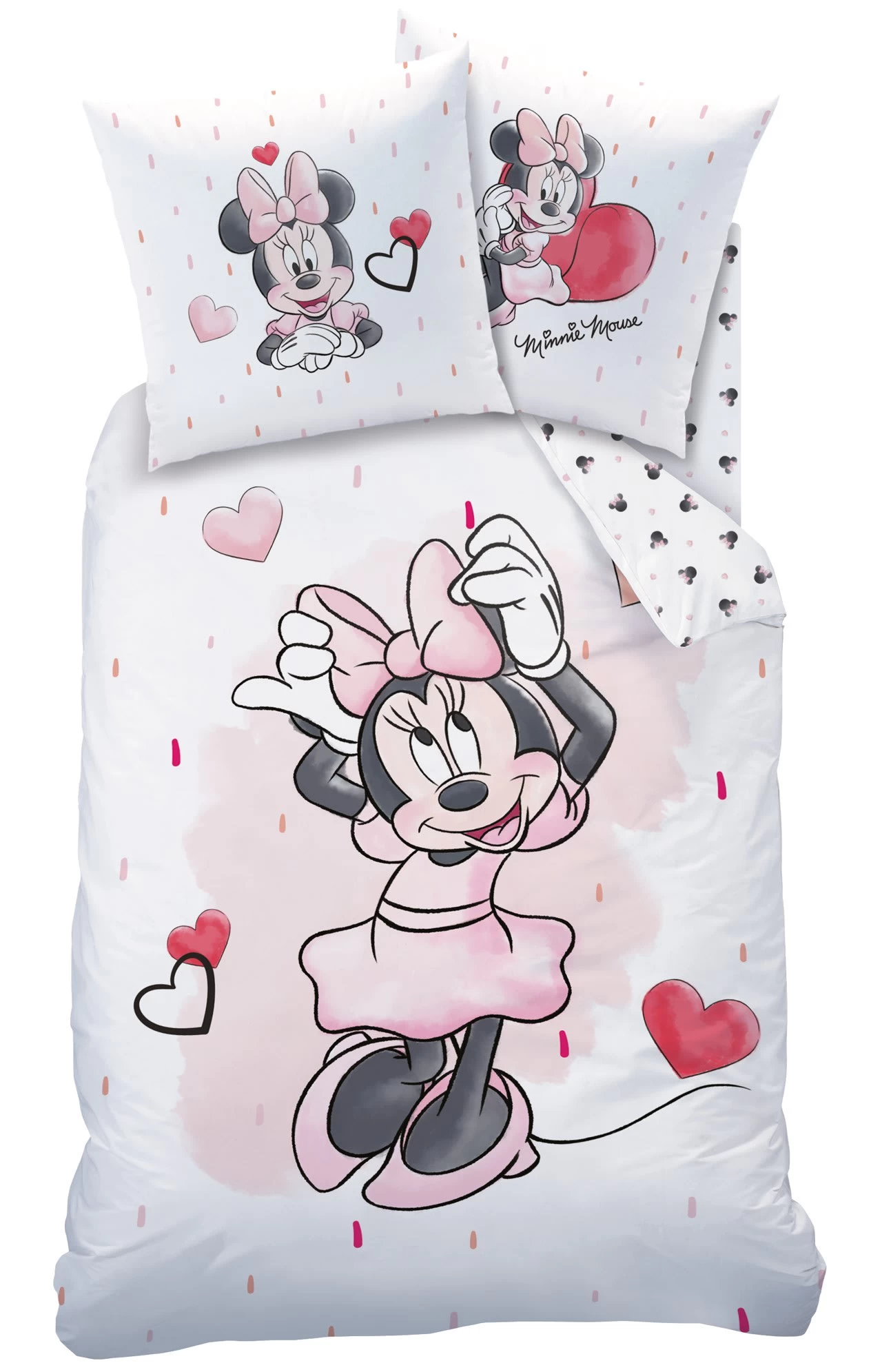 Mädchen Bettwäsche-Set "Disney's Minnie Mouse - Hearts" In Weiß 3 Mädchen Bettwäsche-Set "Disney's Minnie Mouse - Hearts" In Weiß