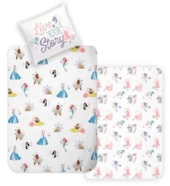Disney Princess Mädchen Bettwäsche-Set "Arielle, Vaiana, Rapunzel, Cinderella" In Weiß -Disney disney princess madchen bettwasche set arielle vaiana rapunzel cinderella in weiss 1